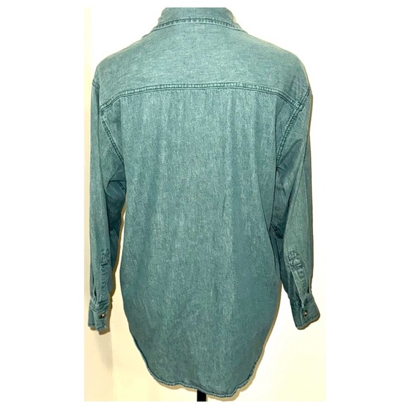 Vintage 80s Kikomo Long Sleeve Denim Shirt, Sz M - Picture 3 of 11